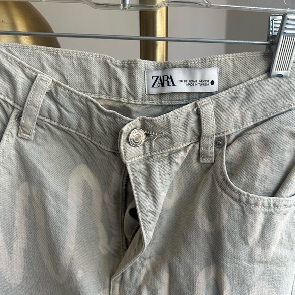 Zara khaki pattern crop jeans - Picture 2 of 6